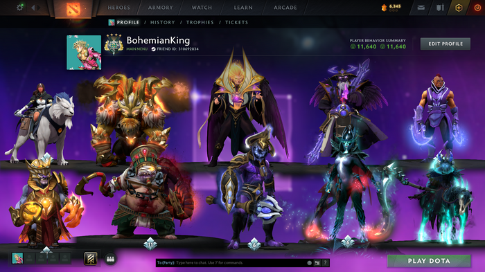 Dota 2 Archon 4 Account for Sale – 2718 MMR | 11,640 Behavior | Pudge + Phantom Assassin Arcana | Anti-Mage Persona | 10th Anniversary | 2015 Account | Trophy Level 106 | Mainpool