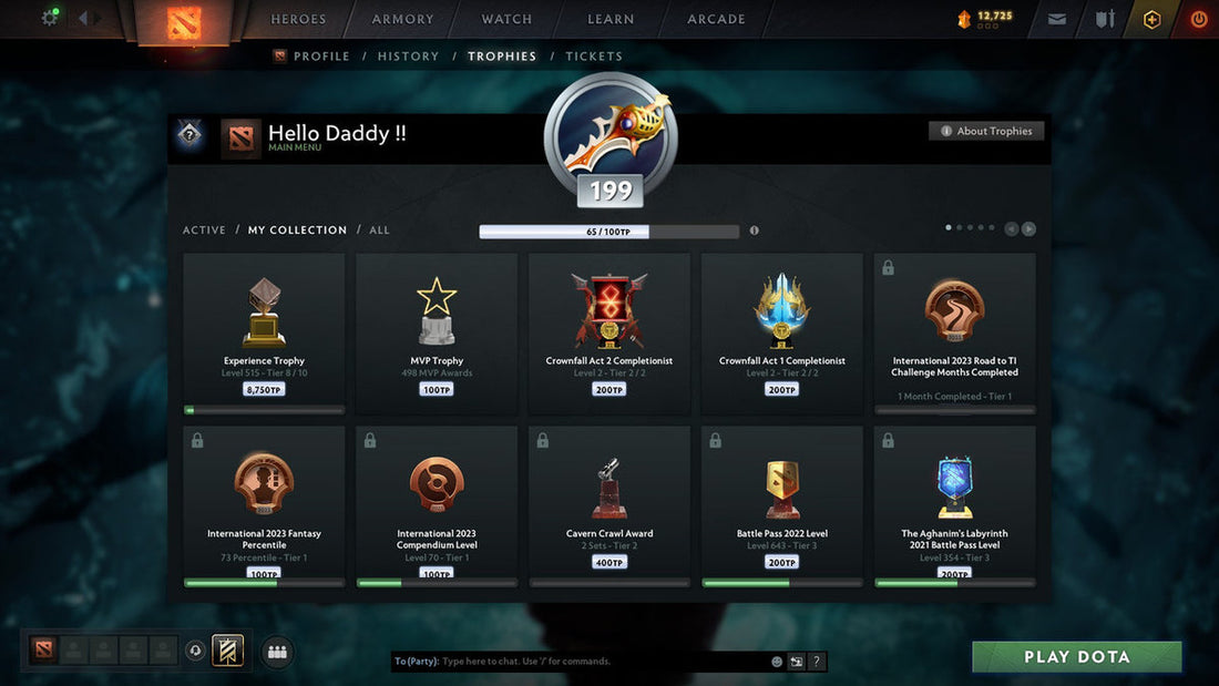 TBD Rank - Summary 11304 - TI7 to Present Complete Battlepasses Prestige Account