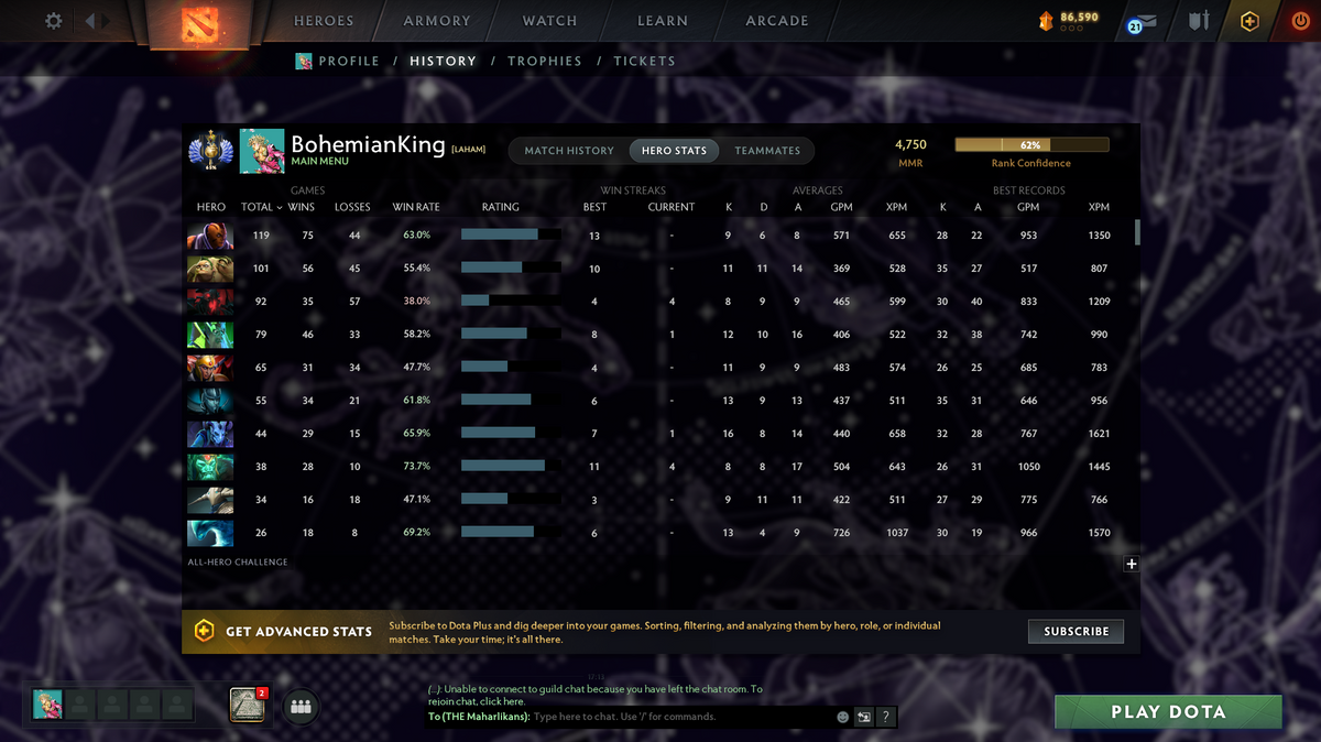 Divine I 4750 MMR | 8324 Behavior | Immortals & Sets Included | 2017 Account | Trophy Level 50 | 1300 Hours