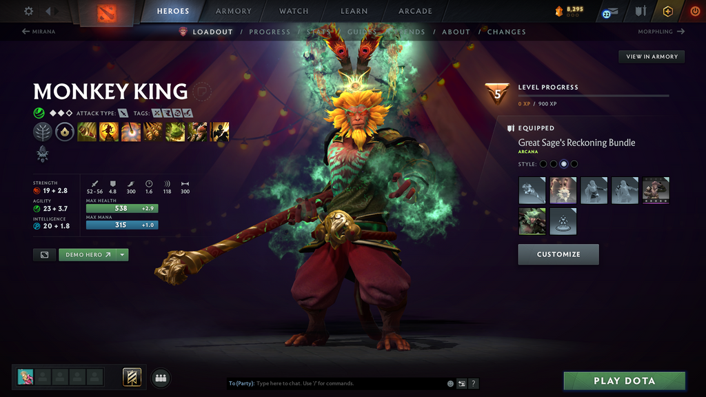 Ancient IV Account | 4286 MMR | 9194 Behavior | Monkey King & Techies Arcana | Anti-Mage Persona | Sven Shattered Sword | Many Immortals | Mainpool | 8,295 Shards