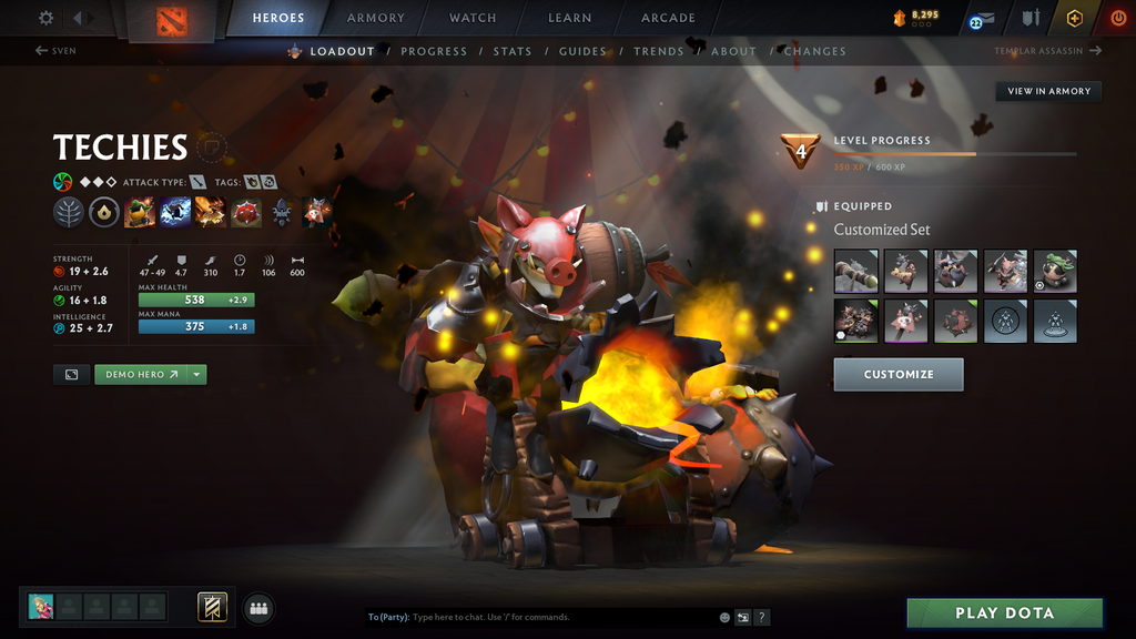 Ancient IV Account | 4286 MMR | 9194 Behavior | Monkey King & Techies Arcana | Anti-Mage Persona | Sven Shattered Sword | Many Immortals | Mainpool | 8,295 Shards