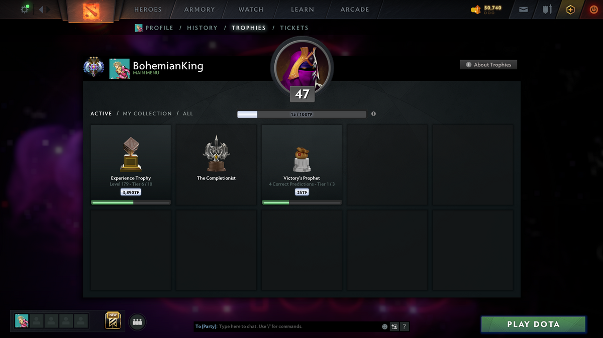 Dota 2 Ancient 3 Account for Sale – 4074 MMR | 11,036 Behavior | Pudge + Anti-Mage Persona | Trophy Level 47 | Many Immortals | Mainpool