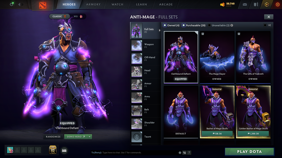 Dota 2 Ancient 3 Account for Sale – 4074 MMR | 11,036 Behavior | Pudge + Anti-Mage Persona | Trophy Level 47 | Many Immortals | Mainpool