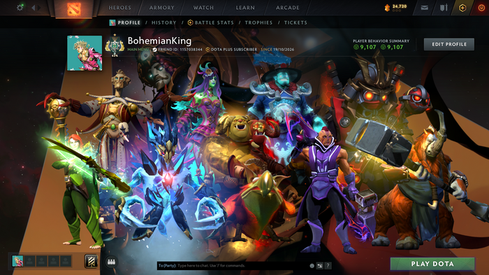 Dota 2 Archon 1 Smurf Account for Sale – 2407 MMR | 9,107 Behavior | Ogre Magi Arcana | Many Immortals | Good Sets | Dota Plus Included