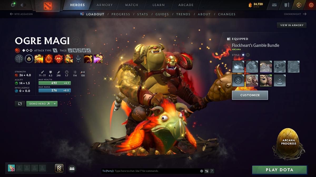 Dota 2 Archon 1 Smurf Account for Sale – 2407 MMR | 9,107 Behavior | Ogre Magi Arcana | Many Immortals | Good Sets | Dota Plus Included