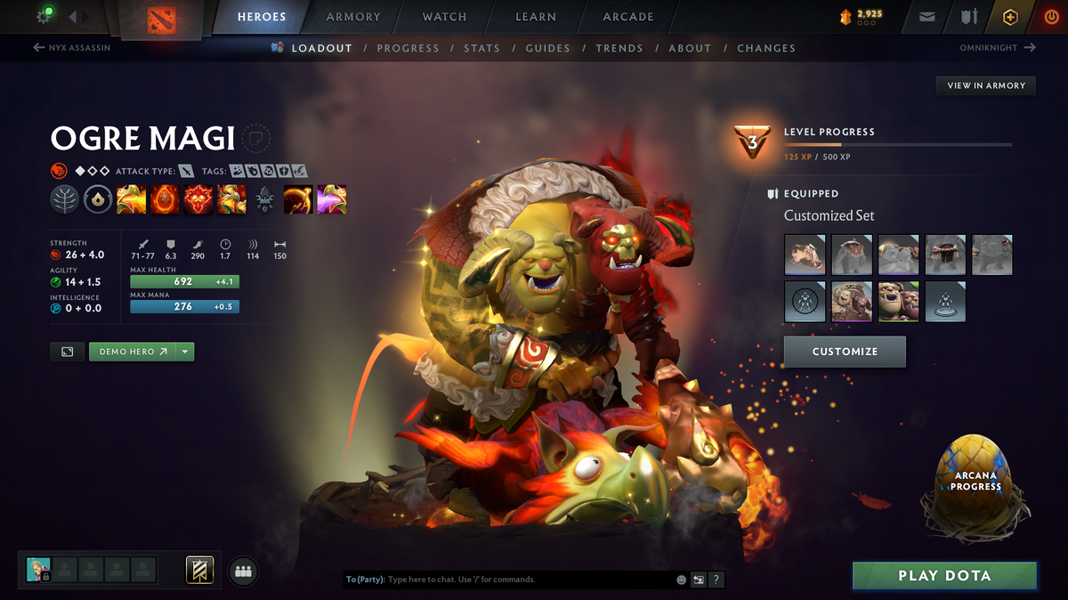 Dota 2 Ancient 1 Account for Sale – 3863 MMR | Ogre Magi Arcana | Pudge Persona | Sven Shattered Sword | Many Immortals | Mainpool