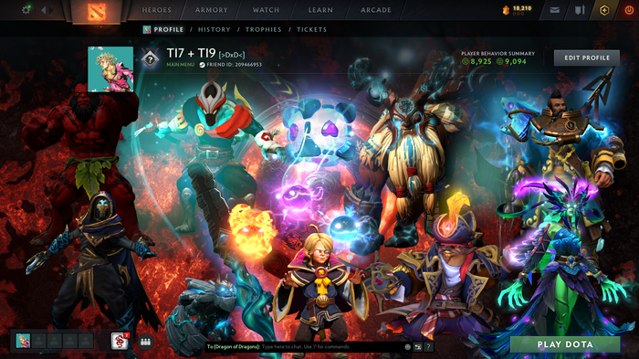 Dota 2 Battlepass TI7 & TI9 Account | Earthshaker, Io & Juggernaut Arcana | Axe, Tiny & Invoker Persona | Kunkka Shoulder | Immortals | Overgrown Empire Terrain | 18,210 Shards | Mainpool