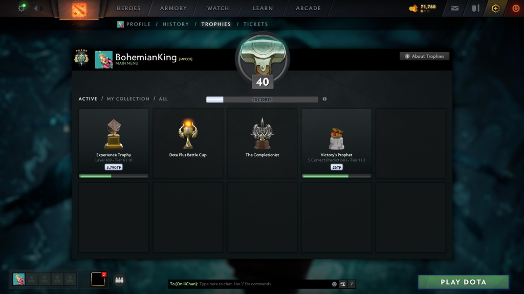 Dota 2 Archon V Account | 3041 MMR | 10271 Behavior | Phantom Assassin Arcana | Pudge Persona | Many Immortals | 71,760 Shards | Trophy Level 40 | Mainpool