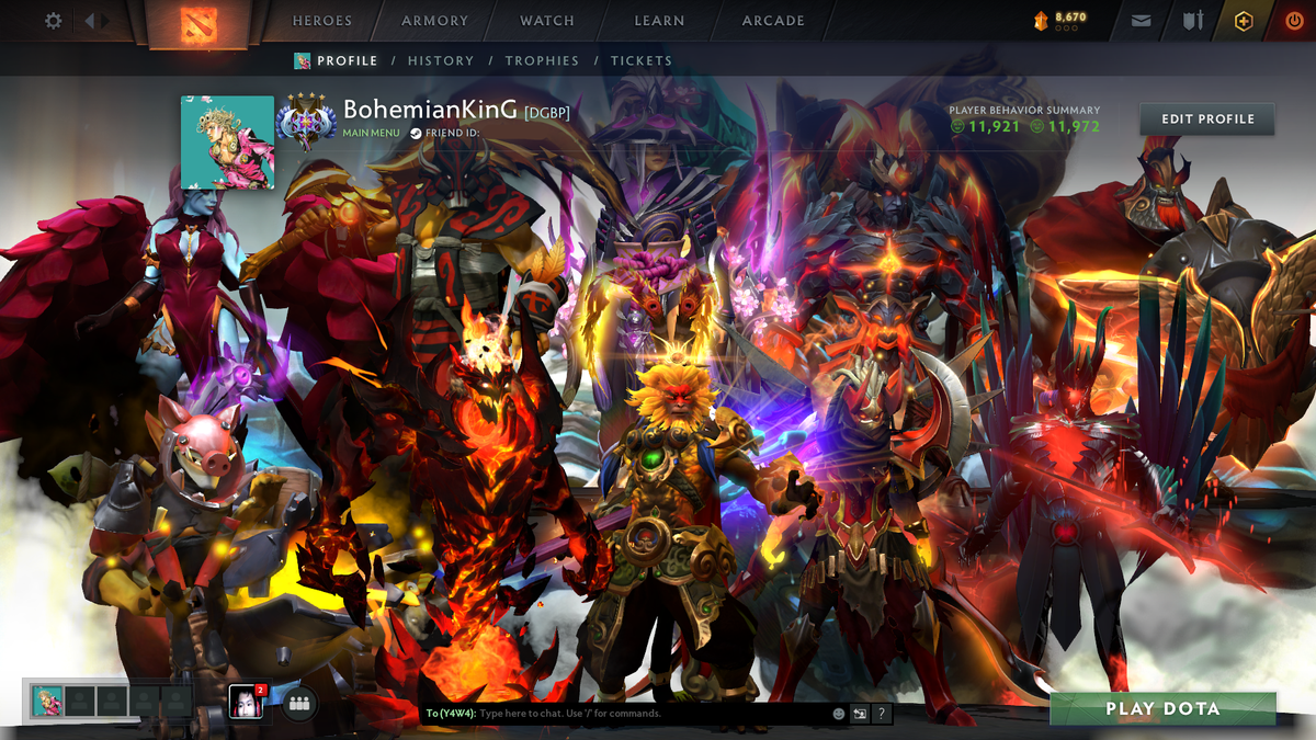 Ancient IV | MMR: 4235 | Behavior: 11972 | Stacked Account | 5 Arcanas: Terrorblade, Shadow Fiend, Monkey King, Legion & Techies | AM Persona | Tons of Expensive Immortals, Cache Sets, & Items | Mainpool | 2022 Account